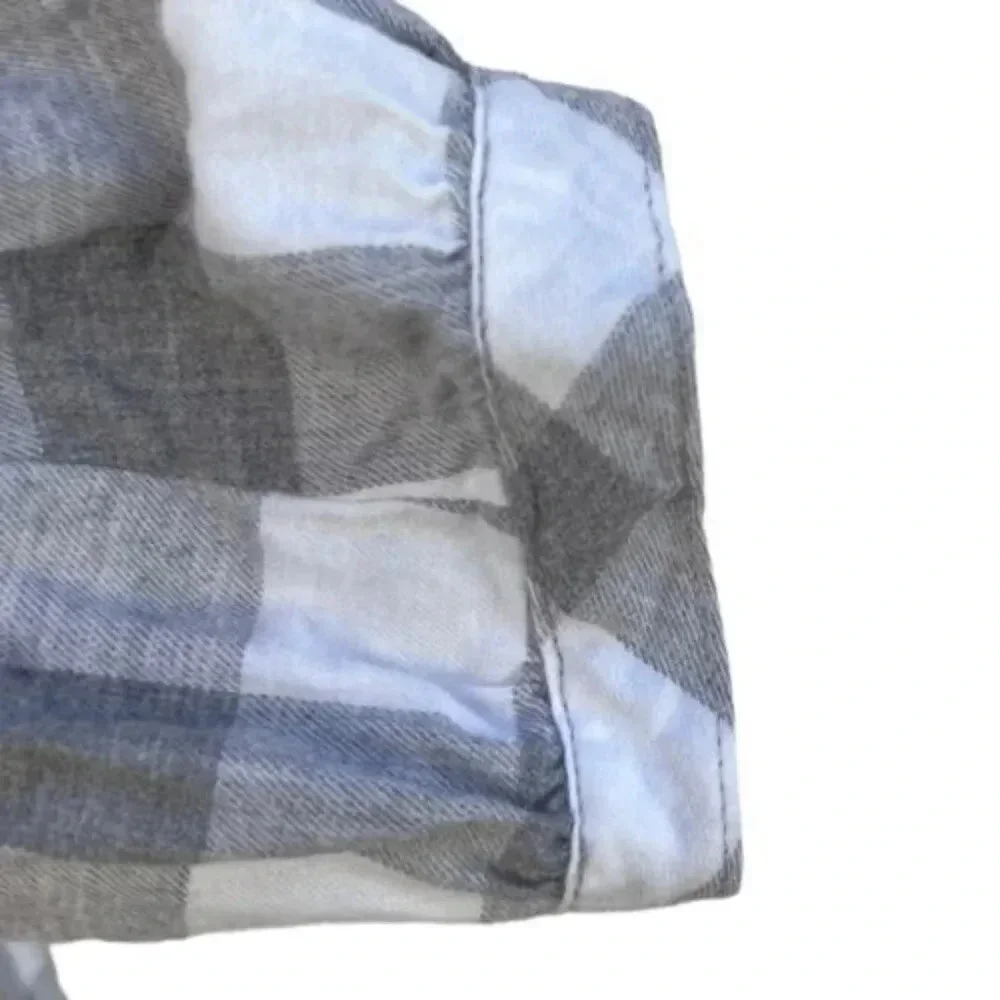 J Crew Mercantile Size Small Ruffle Flannel Shirt Gray White Plaid‎ Pullover​​